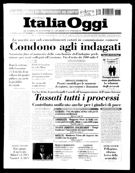 Italia oggi : quotidiano di economia finanza e politica